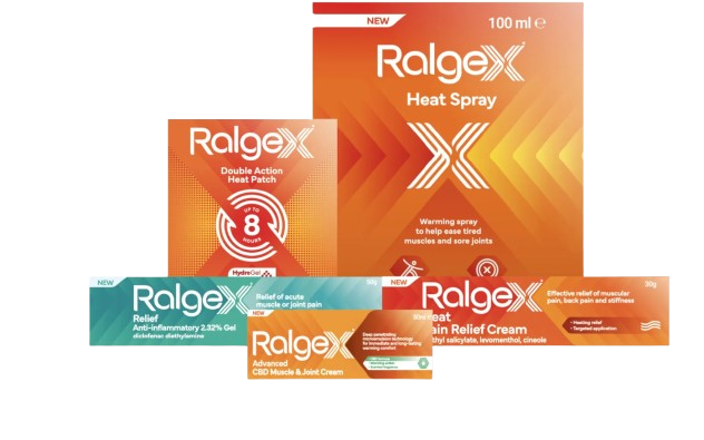 The various types of Ralgex products, grouped together in one shot.