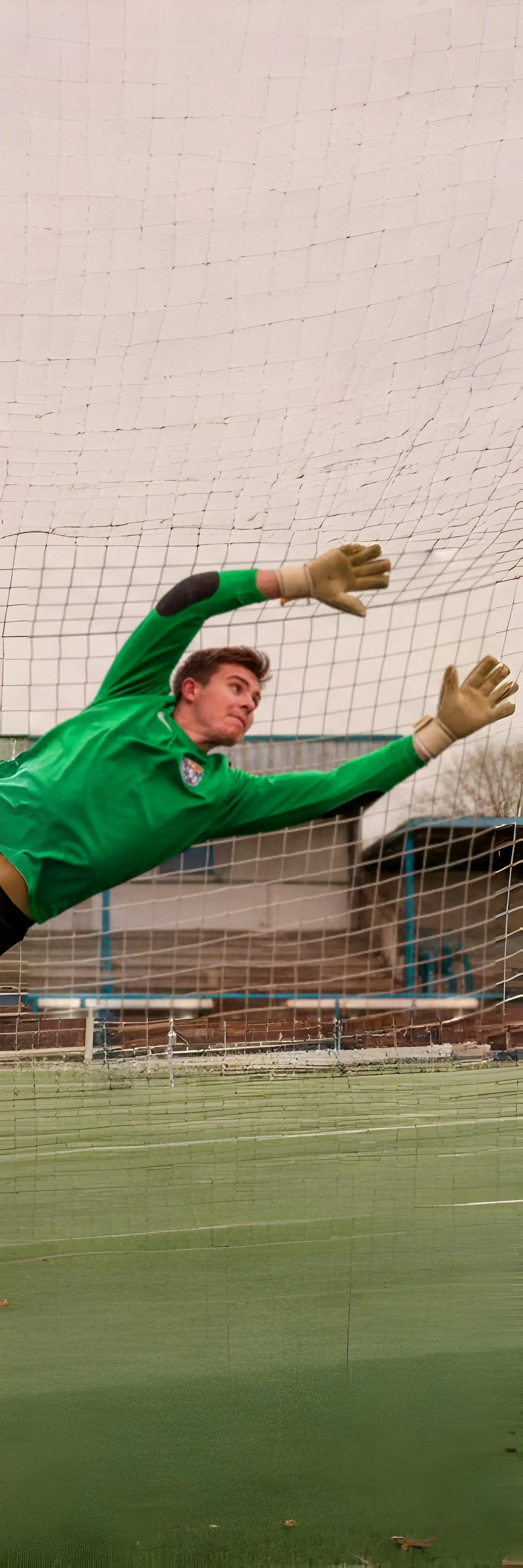 Football goalkeeper diving